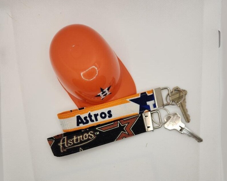 Keychain Houston Astros, Astros Key Fob Wristlet, Fabric Key Ring, Gift Idea image 1