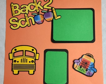 Back to School Scrapbook Title Embellishments Die Cuts Paper Piecing, colorful crayon theme