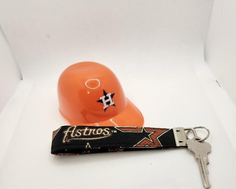 Keychain Houston Astros, Astros Key Fob Wristlet, Fabric Key Ring, Gift Idea image 2