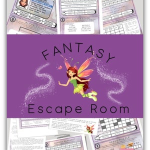 Escape Room for Kids, afdrukbaar doe-het-zelf-feestspel, escape room-kit met fantasiethema, kinderpuzzels, spelavond, spel voor het kraken van geheime codes