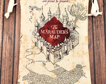 Marauder's Map drawstring bag, Hogwart's bag, gift idea for Potter fan