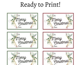 Printable Christmas Holiday to/from Gift Tags Instant Download-8 designs