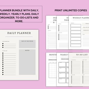 Planner Bundle, Minimalist Design, Daily, Weekly, Monthly, Yearly ...