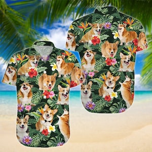 Corgi Shirt, Corgi Hawaiian Shirt, Corgi Beach Shirt, Corgi Button Shirt, Corgi Shorts Men, Funny Corgi Shirt, Button Up Shirt