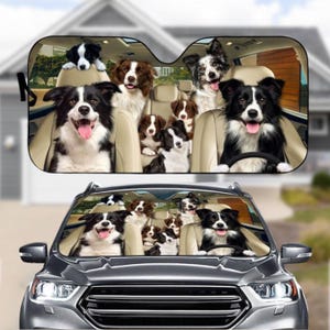 ボーダーコリーの車用サンシェード、コリー犬の車のフロントガラス、ボーダーコリーのお母さんへのギフト、車用サンシェード、コリー犬の車の装飾