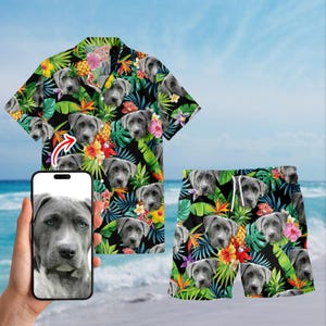 Personalize Face Hawaiian, Custom Photo Tropical Shirt, Tropical Flower Hawaiian Shirt With Face, Pets Lover Gift, Summer Shirt
