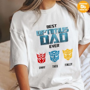 Personalized Best Dad Transformers T-Shirt, Bumblebee Transformers Shirt, Optimus Prime Shirt, Custom Autobots Shirt, Fathers Day Gift