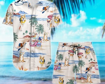 mens corgi button up shirt