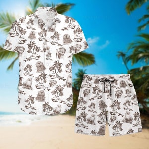 Otter Animal Button Shirt, Otter Man Shorts, Otter Button Up Shirt, Cute Otter Gift, Otter Shirt For Men, Beach Honeymoon