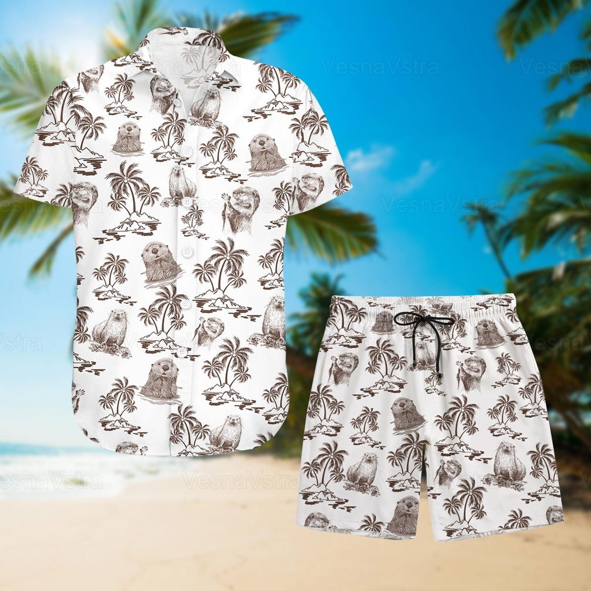 Otter Hawaiian Shirt And Man Shorts, Otter Shirt