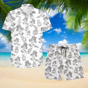 Bunny Rabbit Shirt, Rabbit Button Shirt, Rabbit Man Shorts, Button Up Shirt, Gifts For Farmer, Bunny Lover Gifts, 3D All Over Print Shirt