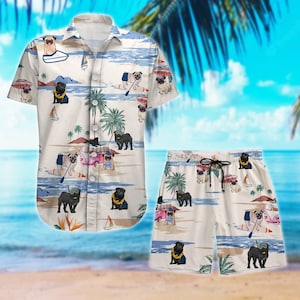 Pug Hawaiian Shirt, Pug Shorts Men, Pug Button Shirt, Pug Button Up Shirt, Pug Shirt Women, Pug Mom Shirt, Funny Pug Gifts