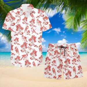 Camisa con botones de pájaro cardenal/pantalones cortos para hombre, camisa para amantes de las aves, camisa con botones, camisa con pájaro cardenal, camisa con botones para hombre y mujer, pantalones cortos de playa