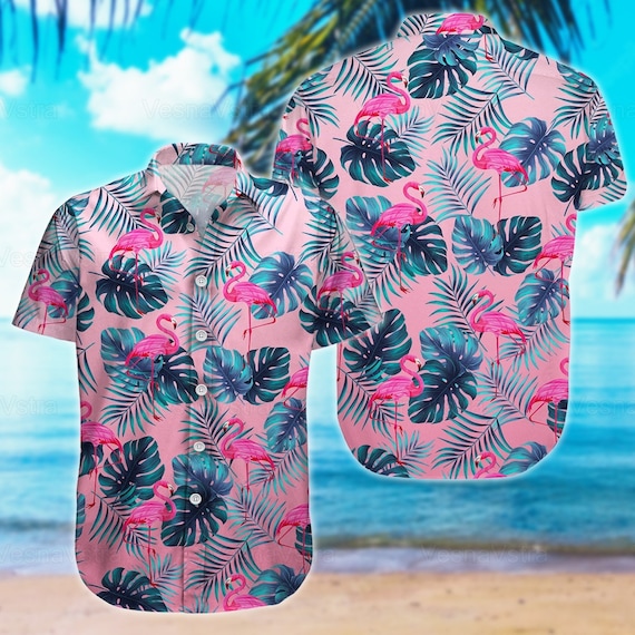 Chemise boutonnee flamant rose chemise fete de plage flamant rose chemises flamant rose pour homme femme chemise boutonnee homme voyage en famille chemise enterrement de vie de jeune fille Etsy France
