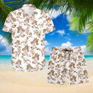 Dinosaur Hawaiian Shirt/Man Shorts, Dinosaur Shirt, Dinosaur Button Up Shirt, Dinosaur Shorts Men, Rex Tshirt, Dinosaur Shirts For Men