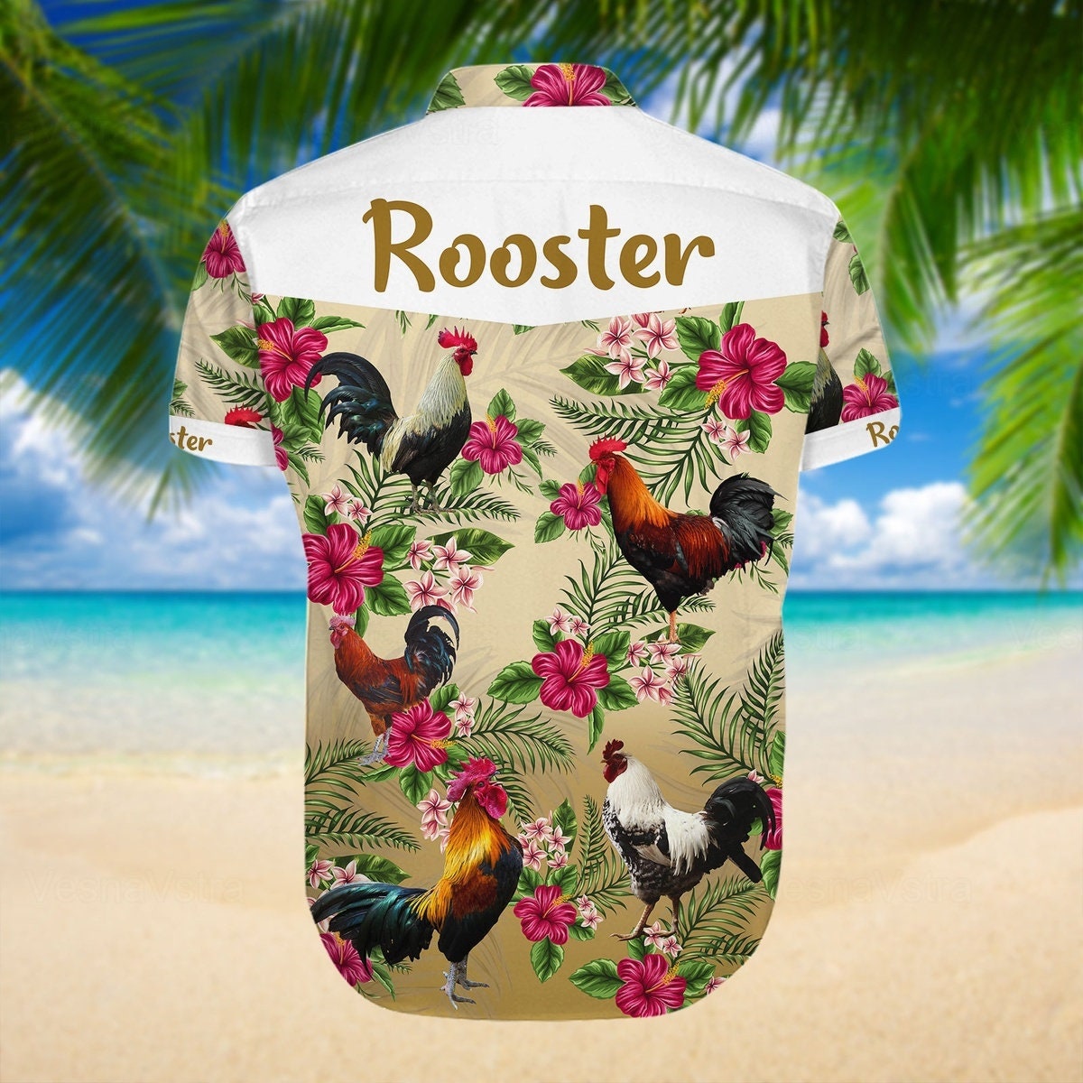 Rooster Hawaiian Shirt, Rooster Shirt For Men, Chicken Hawaii Shirt, Button Up Shirt, Rooster Shirt, Floral Hawaii Shirt, Farm Life Shirt