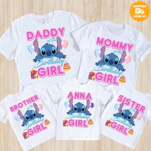 Stitch Birthday Shirt, Personalized Birthday Girl Shirt, Custom Birthday Shirt, Lilo And Stitch Tee, Disney Birthday Family Shirts
