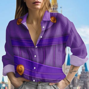 Megara Princess Costume Blouse Shirt, Hercules Women Shirt, Disney Hercules Cosplay Casual Shirt, Halloween Part Shirt