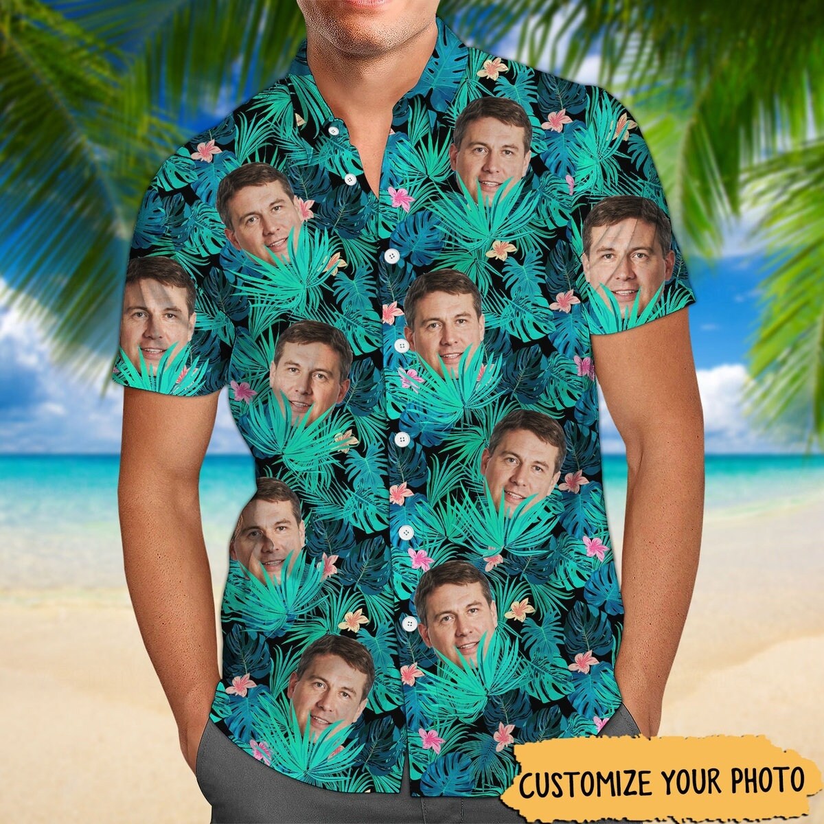 Custom Face Hawaiian Shirt, Custom Photo Face Shirt, Button Up Shirt, Custom Picture Shirt sold