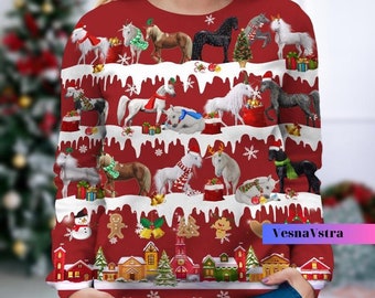 Horse Sweatshirt, Horse Christmas Shirt, Horse Lover Gift, Funny Horse Shirt, Horse Christmas Tree Sweatshirt, Horse Lover Shirt