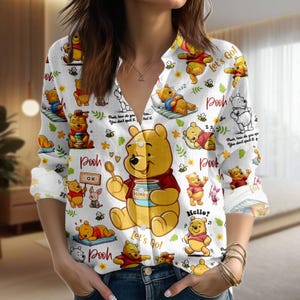 Winnie The Pooh Blouse Set, Pooh Bear Women Shirt, Disneyland Long Sleeve Shirt, Magic Kingdom Gift