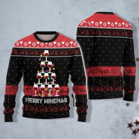 Christmas Wine Ugly Christmas Sweater, Christmas Drinking Sweater