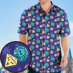 Dnd Hawaiian Shirt, Pixel Dice Dungeons And Dragons Hawaiian Shirt, Dungeons And Dragons Gift, Dungeon Master Shirt, Button Up Shirt