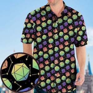 Dnd Hawaiian Shirt, Dungeons And Dragons Hawaii Shirt, Dice Button Shirt Men, Dungeon Master Shirt, Button Up Shirt
