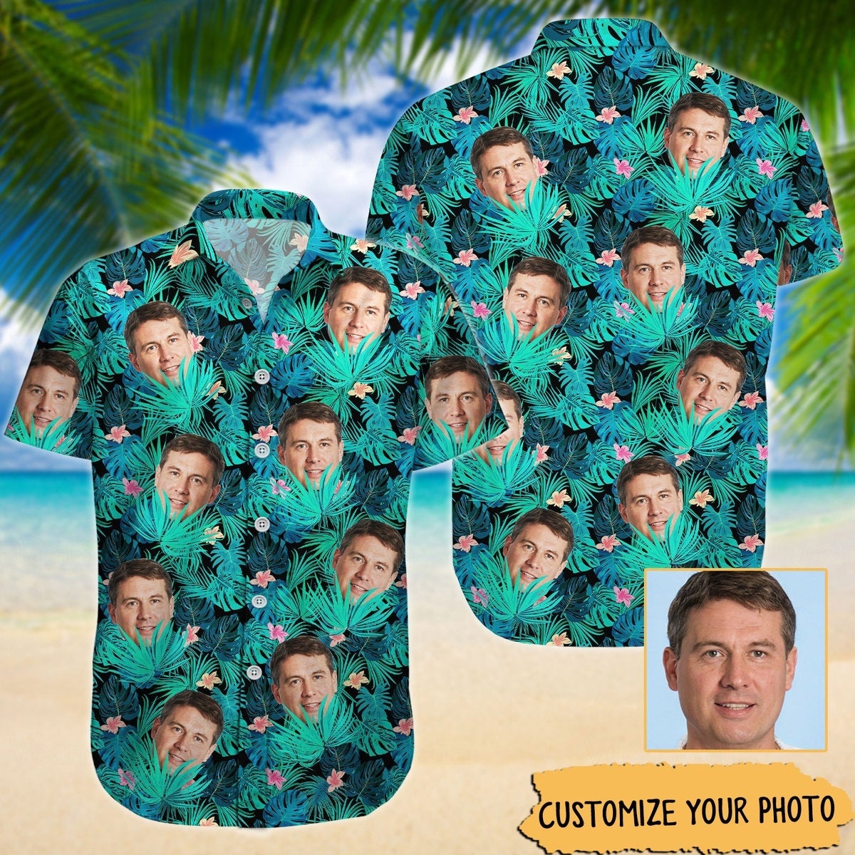Custom Face Hawaiian Shirt, Custom Photo Face Shirt, Button Up Shirt, Custom Picture Shirt sold