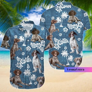 Hawajska koszula dla psa rasy pointer, koszula dla niemieckiego krótkowłosego pointera, koszula z guzikami pointer, hawajska koszula dla psa dla mężczyzn i kobiet, koszula dla psa Aloha Hawaii