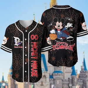 Personalized Mickey Baseball Jersey, Mickey Mouse Jersey Shirt, Spooky Season Baseball Shirt, Disneyland Shirt, Halloween Gift