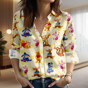 Winnie The Pooh Blouse Shirt, Pooh and Friends Women Shirt, Disney Movie Shirt, Pooh Lover Gift, Gift For Her