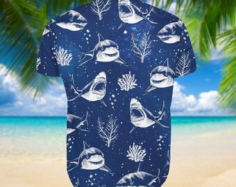 トップス Shark Aloha Shirt DAN Amazon.com: HOOHIKY Shark Hawaiian Shirt for Men Women