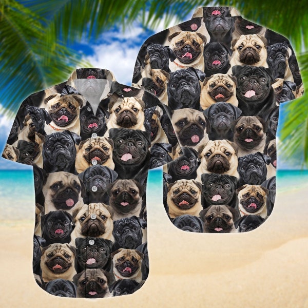 Mops Hawaii Hemd, Mops Hemd, Mops Hemd Frauen, Mops Hemd Männer, Mops Hemd, Mops Hemd