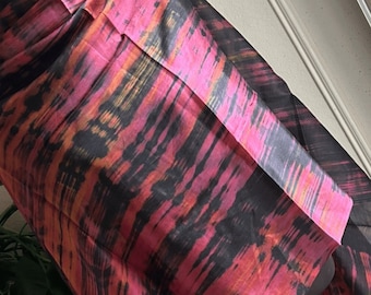 Handmade Ombre Mulberry Silk Scarf: Black and Red Chemo Head Scarf