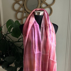 100% Silk Pink and Purple Scarf Women Scarf Handmade Scarf Head Scarf Women Art Silk Scarf Birthday Gift for Her Ombre Mix of Purples Pinks