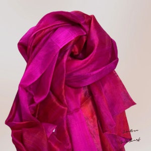 New Year Gift Ideas 100% Silk Scarf Hot Pink Ombre Scarf for Women Head Scarf for Hair Loss Silk Scarf Hand Painted Birthday Gift for Her