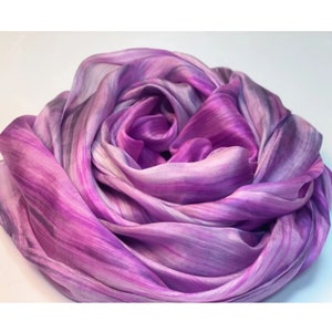 100% Hobo Pure Silk Scarf for Woman Head Silk Scarf for Hair Loss Grey Purple Scarf Long Silk Scarf Birthday Gift for Her Wedding Wrap Scarf