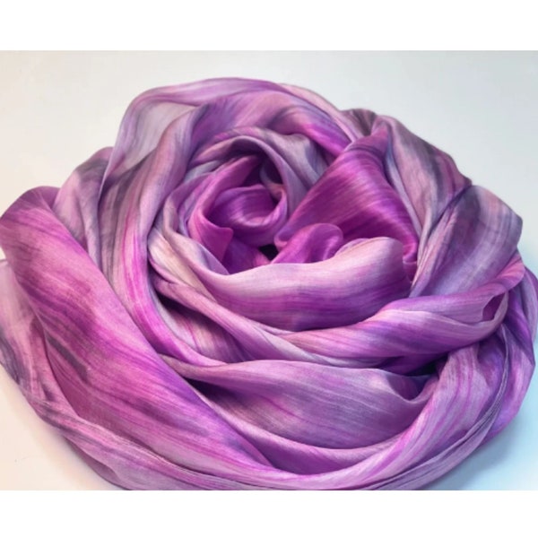 100% Hobo Pure Silk Scarf for Woman Head Silk Scarf for Hair Loss Grey Purple Scarf Long Scarf Birthday Gift for Girlfriend Mother's Day