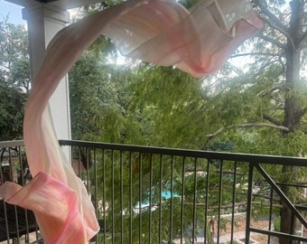 Handwoven Ombre Silk Scarf: Pastel Pink & Yellow, Lightweight