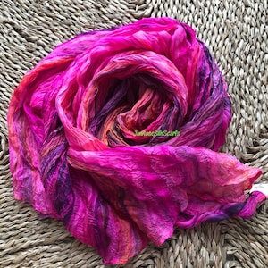 Pink, Gray Scarf Hobo Style Scarf Silk Long Fuchsia Scarf, 100% Pure Silk Scarf, New Color for Holiday Season Amazing Valentine Gift for Her