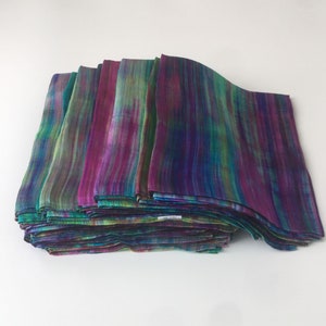 Ombre Scarf Mix of Purple, Green, Blue, Pink Shades Silk Scarf Long 100% Silk Purple Handmade Scarf Birthday Gift for Mom, for Girlfriend