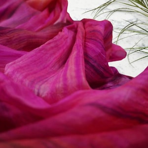 Handwoven Ombre Silk Scarf: Pink & Gray, Long Mulberry Silk