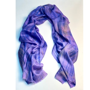100% Boho Silk Scarf Ombre Scarf mix of Copper, Purple, Blue Silk Scarf for Hair Loss Gift for Women Neck Scarf Birthday Gift Grandma Mom
