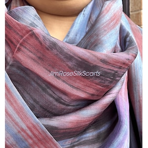 100% Ombre Pure Silk Scarf Mix of Black, Purple, Red Head Silk Scarf for Hair Loss Neck Scarf Handmade Gift Idea for Her Birthday Gift