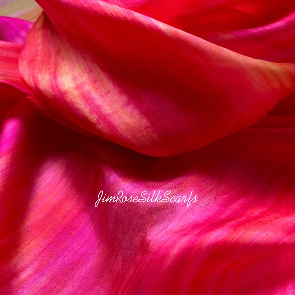 100% Silk Ombre Scarf Mix of Pink, Orange Cocoon Silk Scarf Fuchsia Pink Silk Scarf High Quality Scarf Wedding Wrap Birthday Gift for Her