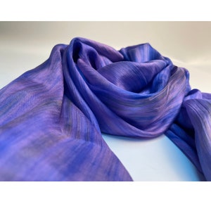 Ombre Silk Scarf mix of Copper, Purple, Blue 100% Pure Silk Scarf Valentine Unique Birthday Gift for Wife Handmade with Love Free Shipping