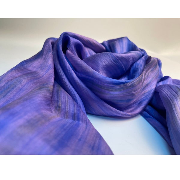 100% Boho Silk Scarf Ombre Scarf mix of Copper, Purple, Blue Silk Scarf for Hair Loss Gift for Women Neck Scarf Birthday Gift for Teacher