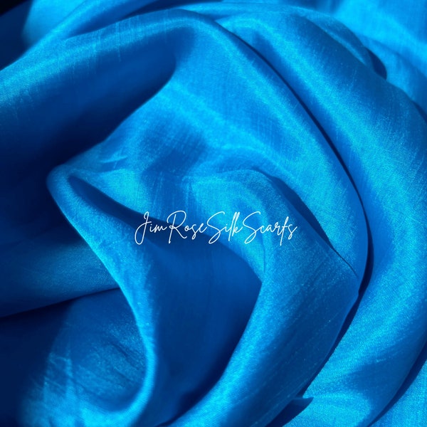 French Blue 100% Pure Silk Scarf Wedding Silk Formal Wrap Plain Scarf Head Wrap for Hair Loss Kerchief Birthday Gift Christmas Gift for Her