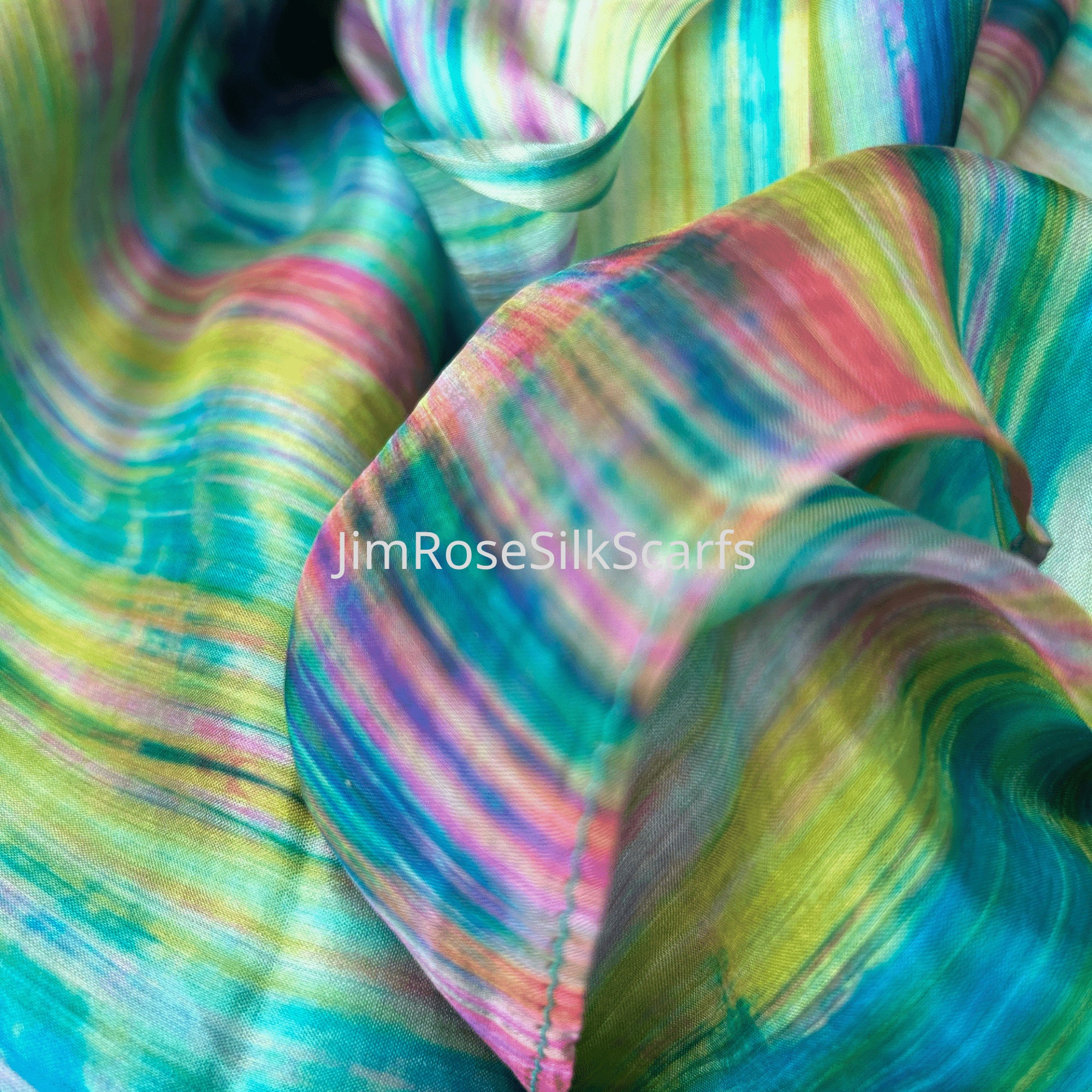 Rhythmic Blues Silk Scarf